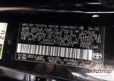 2026 Toyota Crown Xle z USA, uszkodzony, nr VIN JTDAAAAF1T3040973